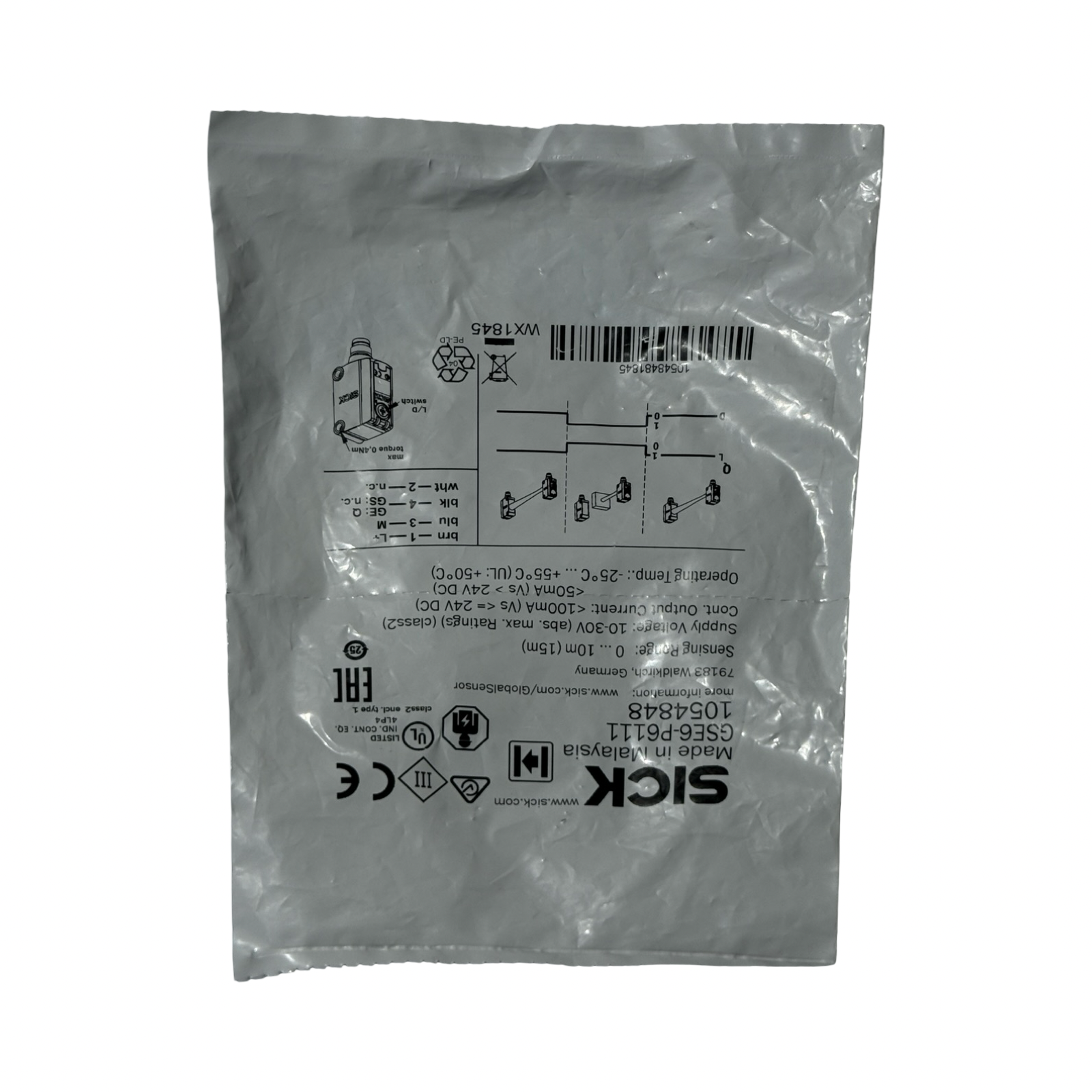 SICK GSE6-P6111 Photoelectric Retro-Reflective Sensor