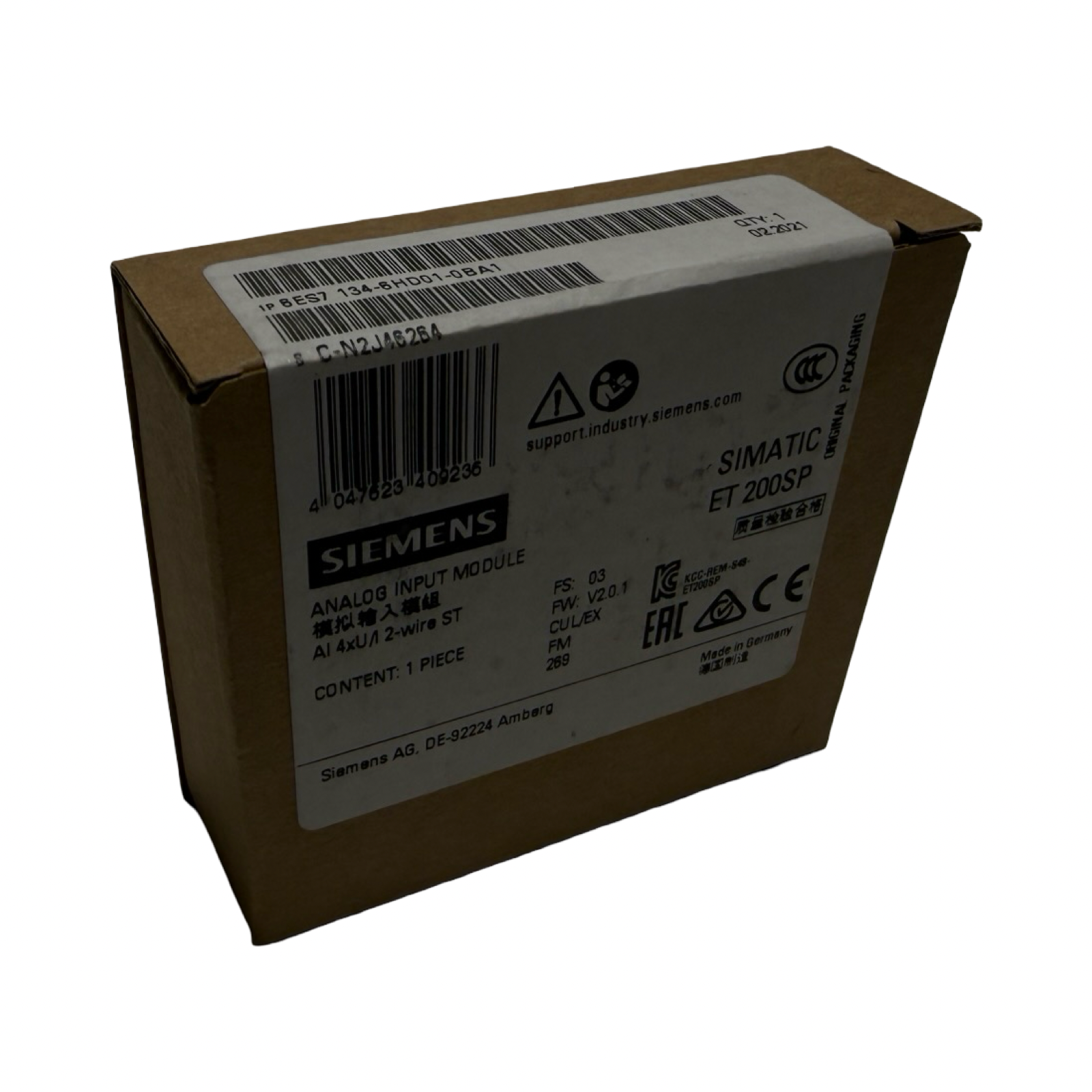 Siemens SIMATIC ET 200SP 6ES7 134-6HD01-0BA1 Analog Input Module AI 4xU/I