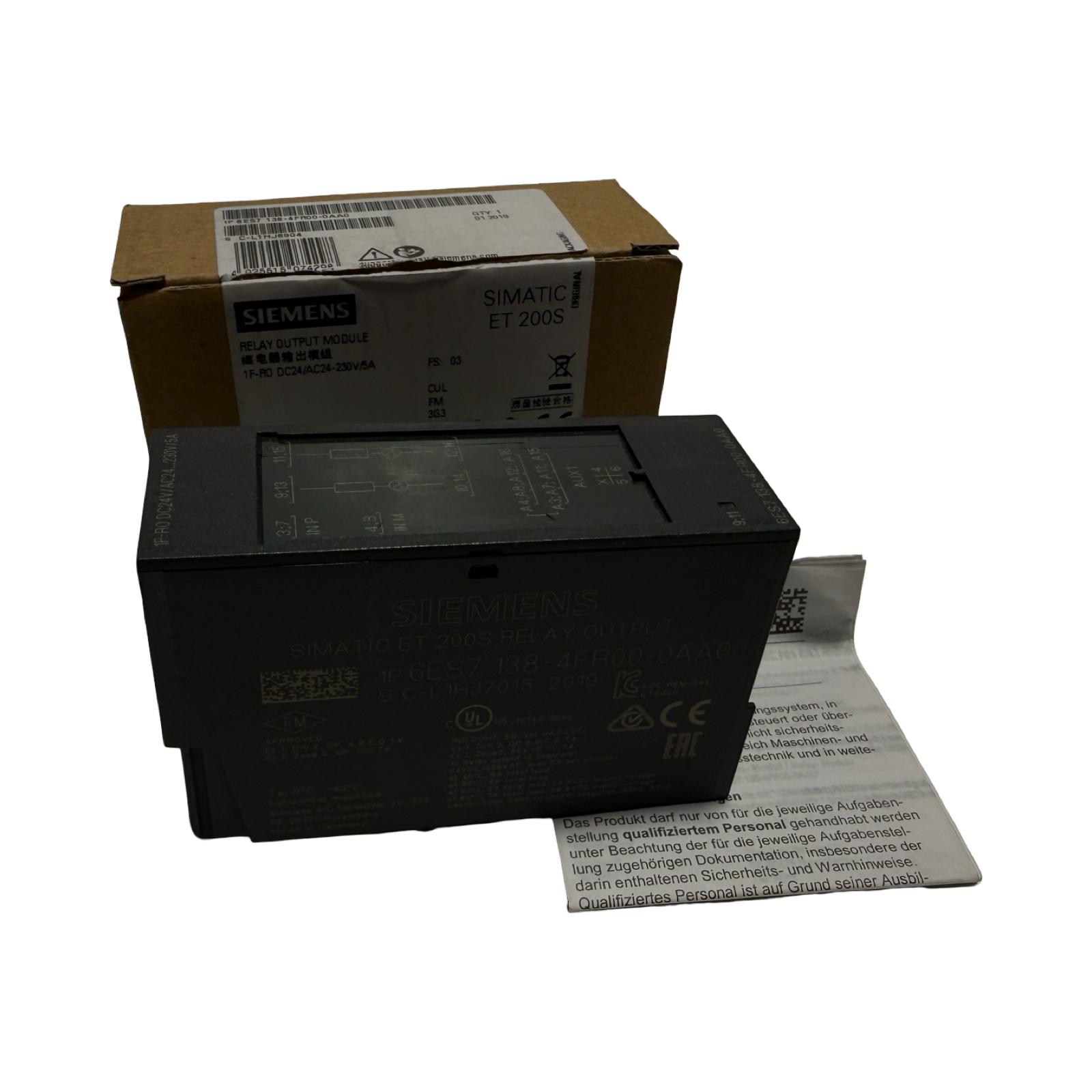 Siemens 6ES7 138-4FR00-0AA0 SIMATIC ET 200S Relay Output Module DC24V AC230V 5A