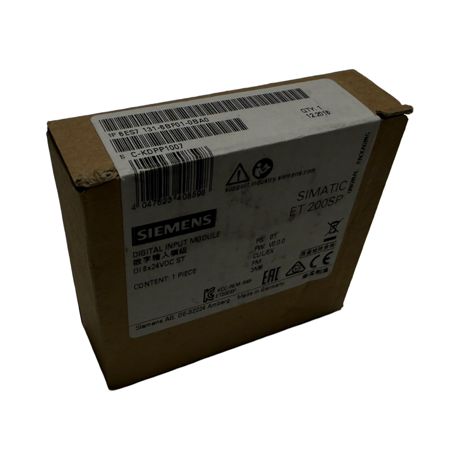 Siemens 6ES7 131-6BF01-0BA0 SIMATIC ET 200SP Digital Input Module DI 8x24VDC